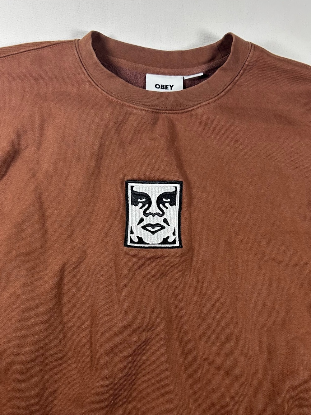 Obey Propaganda Crewneck Sweatshirt Mens XL Brown Andre Logo Y2k